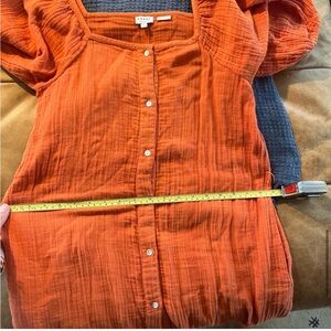 Rhode Orange Puff Sleeve Gauze Dress S